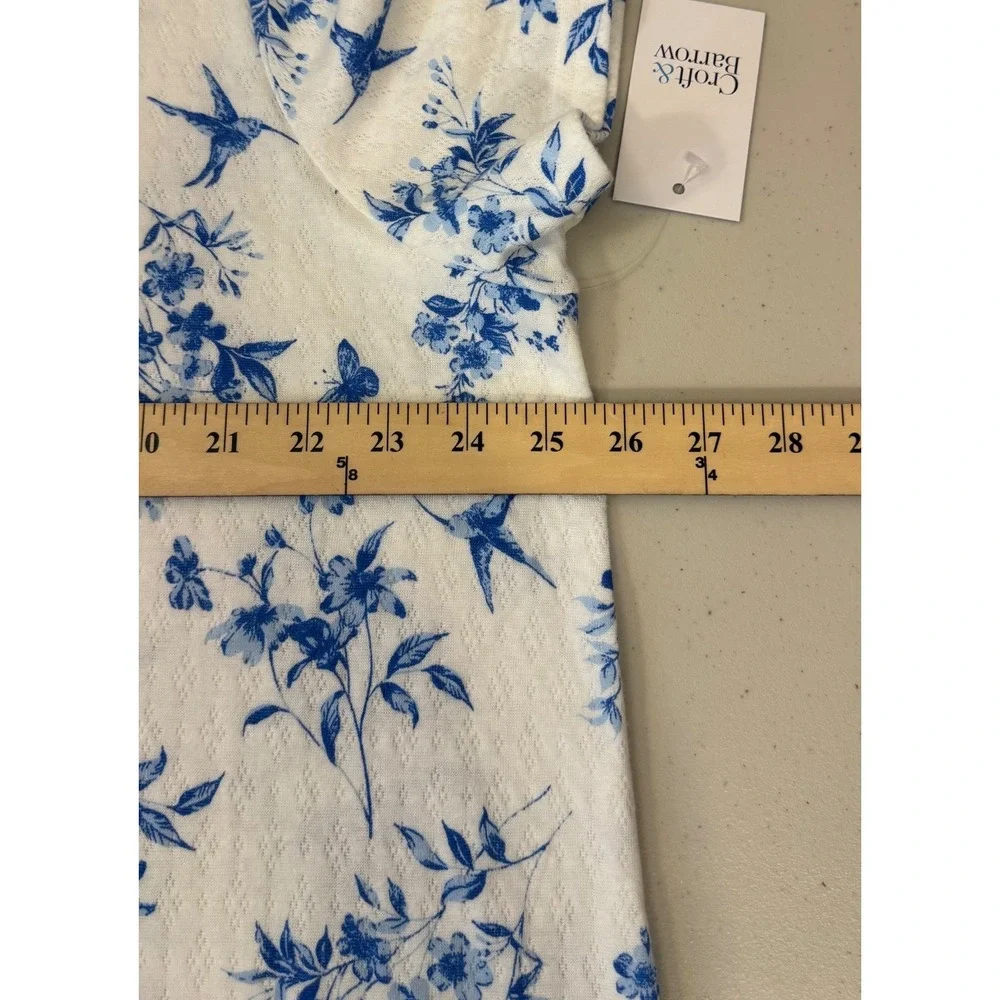 Croft & Barrow Nightgown Women 1X Blue Floral Hummingbird Henley Sleep Shirt NEW